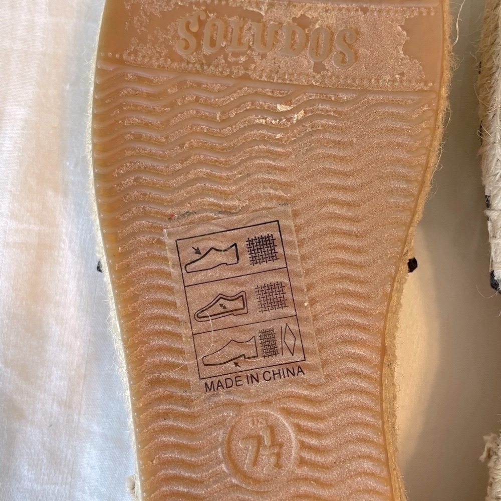 Soludos stripe canvas ankle tie espadrille sandals - Picture 6 of 7